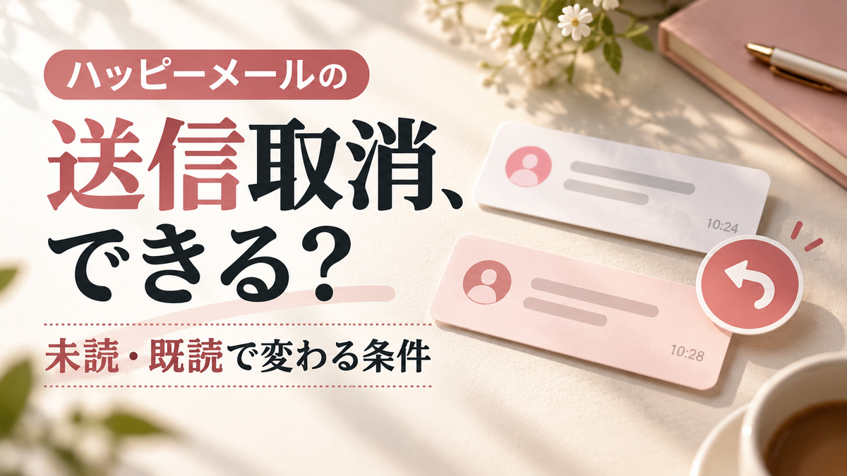 ハッピーメールの送信取消条件を解説するアイキャッチ