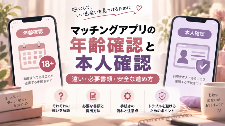 マッチングアプリの年齢確認と本人確認の違いを説明する図解