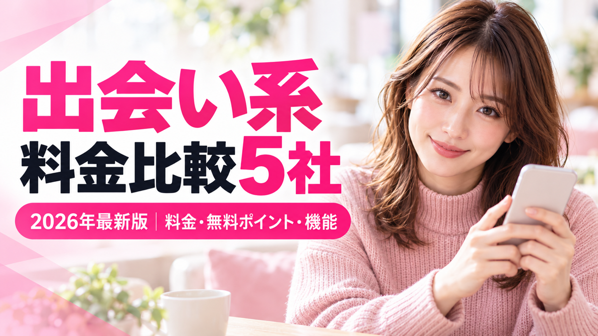 出会い系5社の料金・無料ポイント・機能を比較する2026年版記事のアイキャッチ
