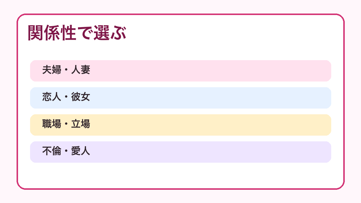 NTR作品を夫婦・恋人・職場・不倫の関係性から選ぶ図解