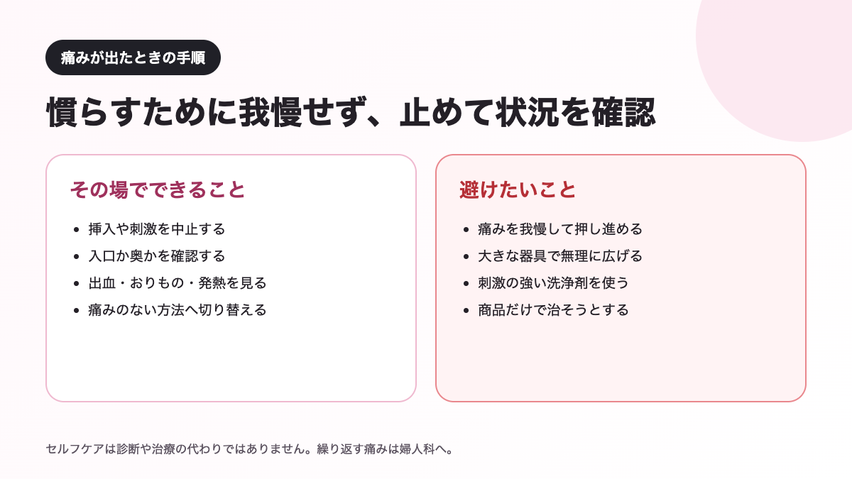 挿入時に痛みが出たときの安全な対応と避けたい行動